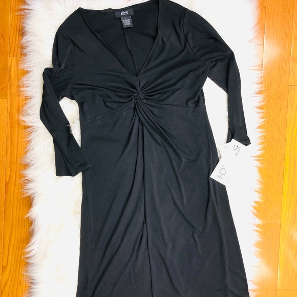 NWT Allison Morgan Front Tie Career Dress, Black S - Picture 3 of 7